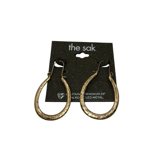 The Sak Jewelry - The Sak Gold Tone Teardrop Textured Hoop Loop BOHO Earrings NWT